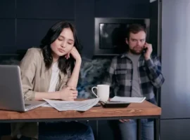 financial-stress a couple showing financial stress and considering pre-settlement funding