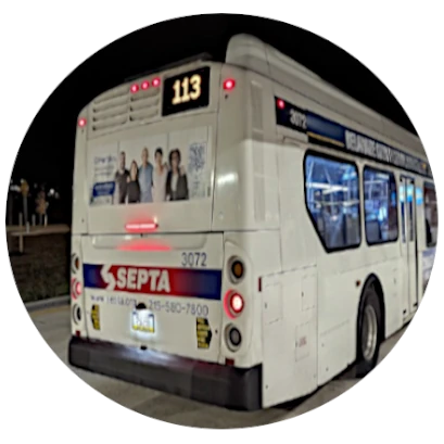 a SEPTA bus to highlight lawsuit settlement funding for plaintiffs injured in SEPTA accident